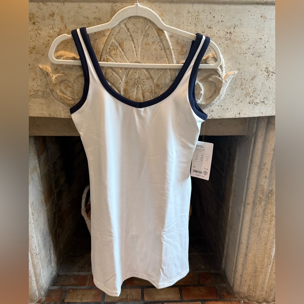 Athleta White Dress with Navy Accents